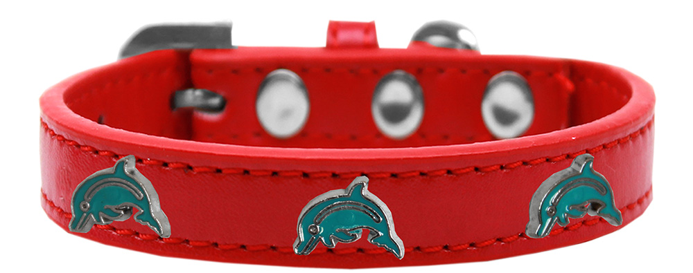 Dolphin Widget Dog Collar Red Size 18